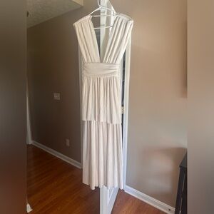 Sabrina Musayev Pleated Midi Dress White Size M